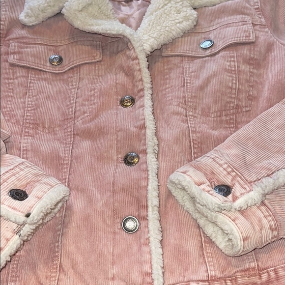 Lucky Brand Pink Corduroy Jacket with Cream Sherpa Collar - Picture 2 of 7